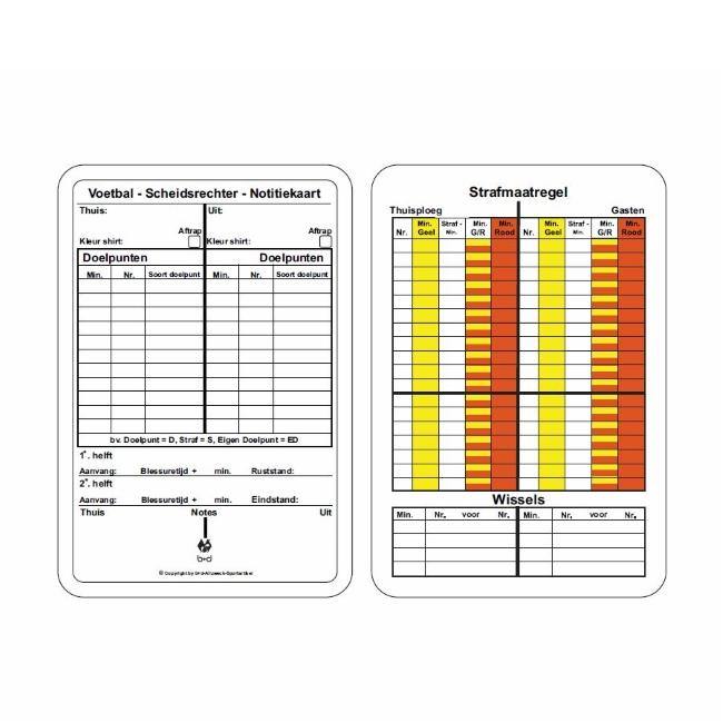 b+d Notitiekaart Voetbal (set van 25) - ArbitroStore